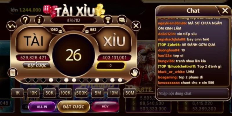 Giao diện màn hình chơi tài xỉu trực tuyến