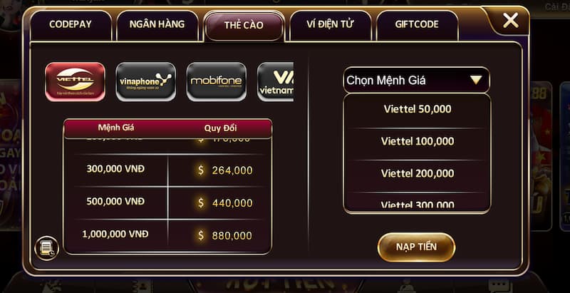 giao dịch tối thiểu 50.000 đồng